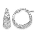 14K White Gold Polished Hoop Earrings, 15 x 6.25 mm