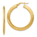 14K Brushed Hinged Hoop Earrings, 35 x 30 mm
