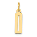 14k Small Elongated Number 0 Charm, 15.37 x 4.19 mm