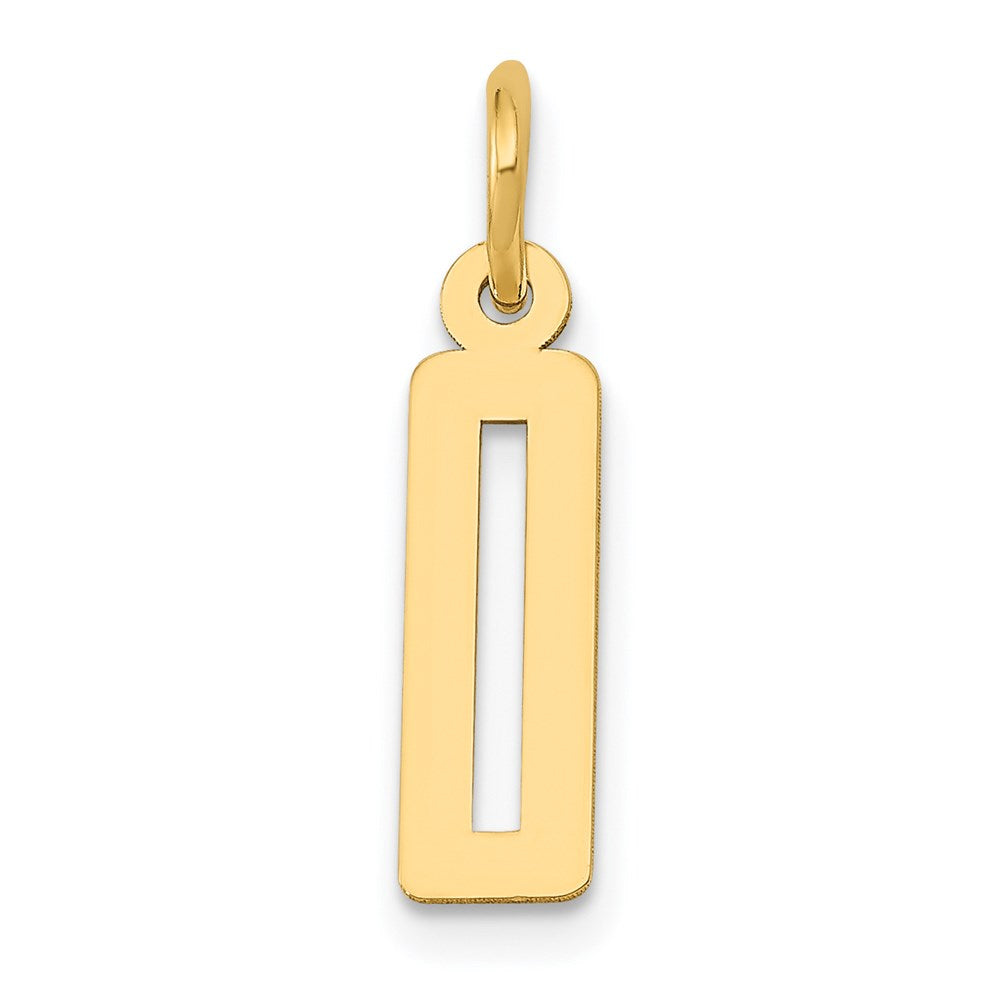 14k Small Elongated Number 0 Charm, 15.37 x 4.19 mm