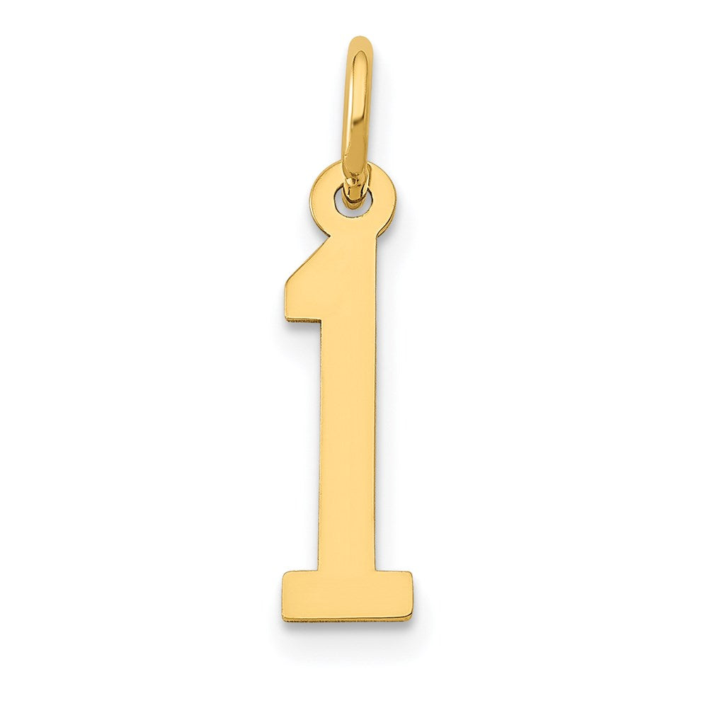 14k Small Elongated Number 1 Charm, 15.42 x 4.19 mm