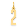 14k Small Elongated Number 2 Charm, 15.36 x 4.19 mm