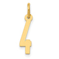 14k Small Elongated Number 4 Charm, 15.37 x 4.41 mm