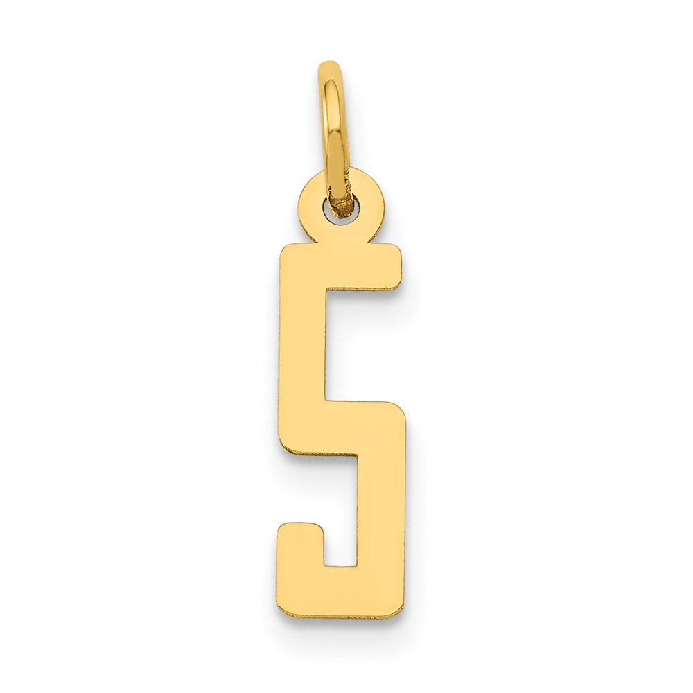 14k Small Elongated Number 5 Charm, 15.37 x 4.21 mm