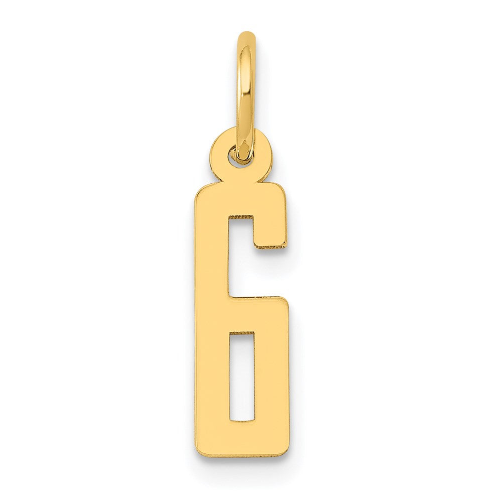 14k Small Elongated Number 6 Charm, 15.37 x 4.19 mm