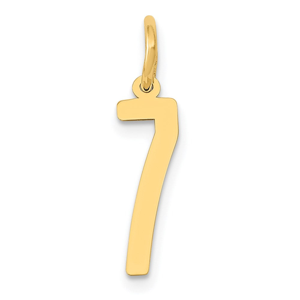 14k Small Elongated Number 7 Charm, 15.37 x 4.41 mm