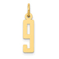 14k Small Elongated Number 9 Charm, 15.36 x 4.2 mm