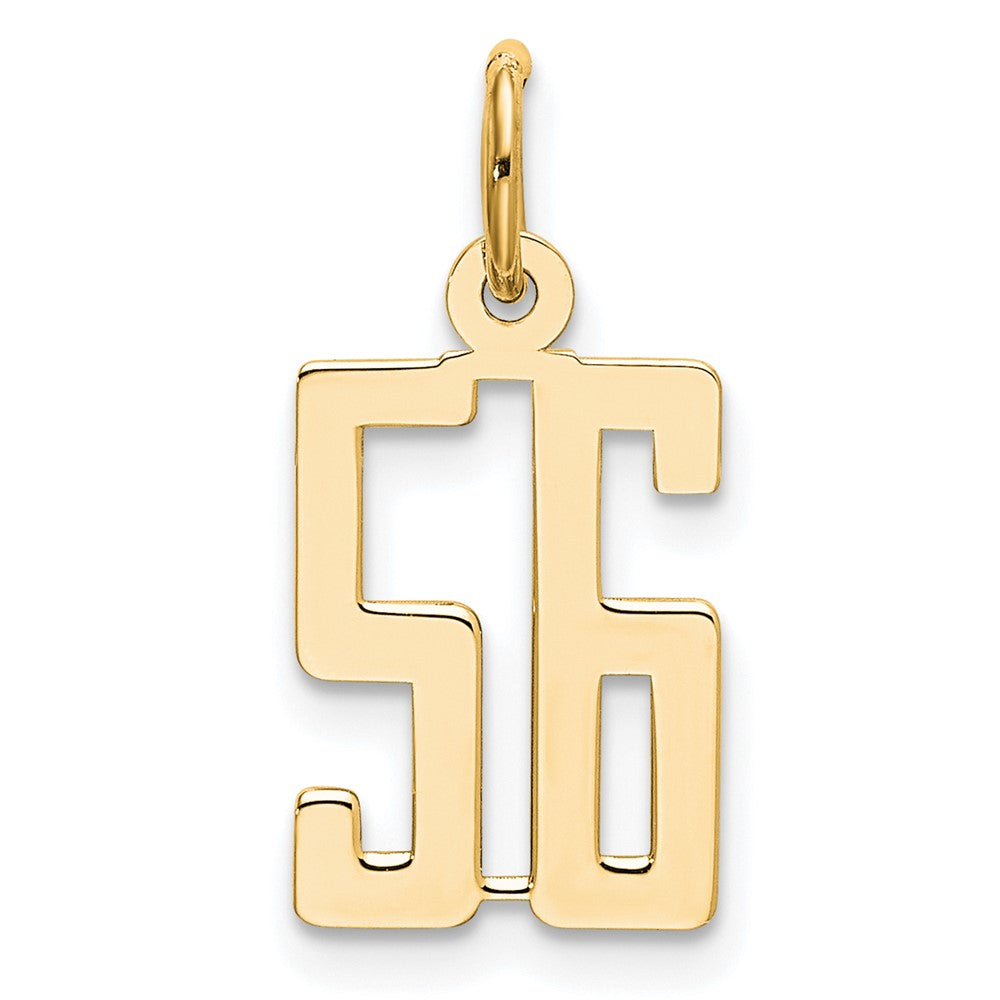 14k Small Elongated Number 56 Charm, 15.56 x 9.4 mm