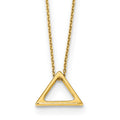 14K Polished Triangle Pendant 16 inch w/2 in extender Necklace, 16 x 12.3 mm