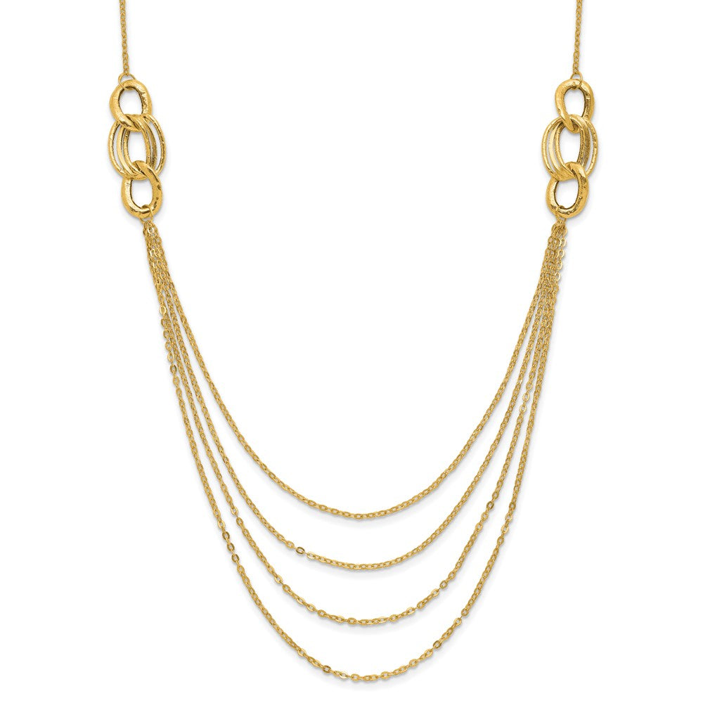 14K Polished Four Layer Rope Chain 18 inch Necklace, 18 mm