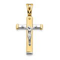 14K Two-tone Polished Crucifix Pendant, 33.3 x 17.3 mm