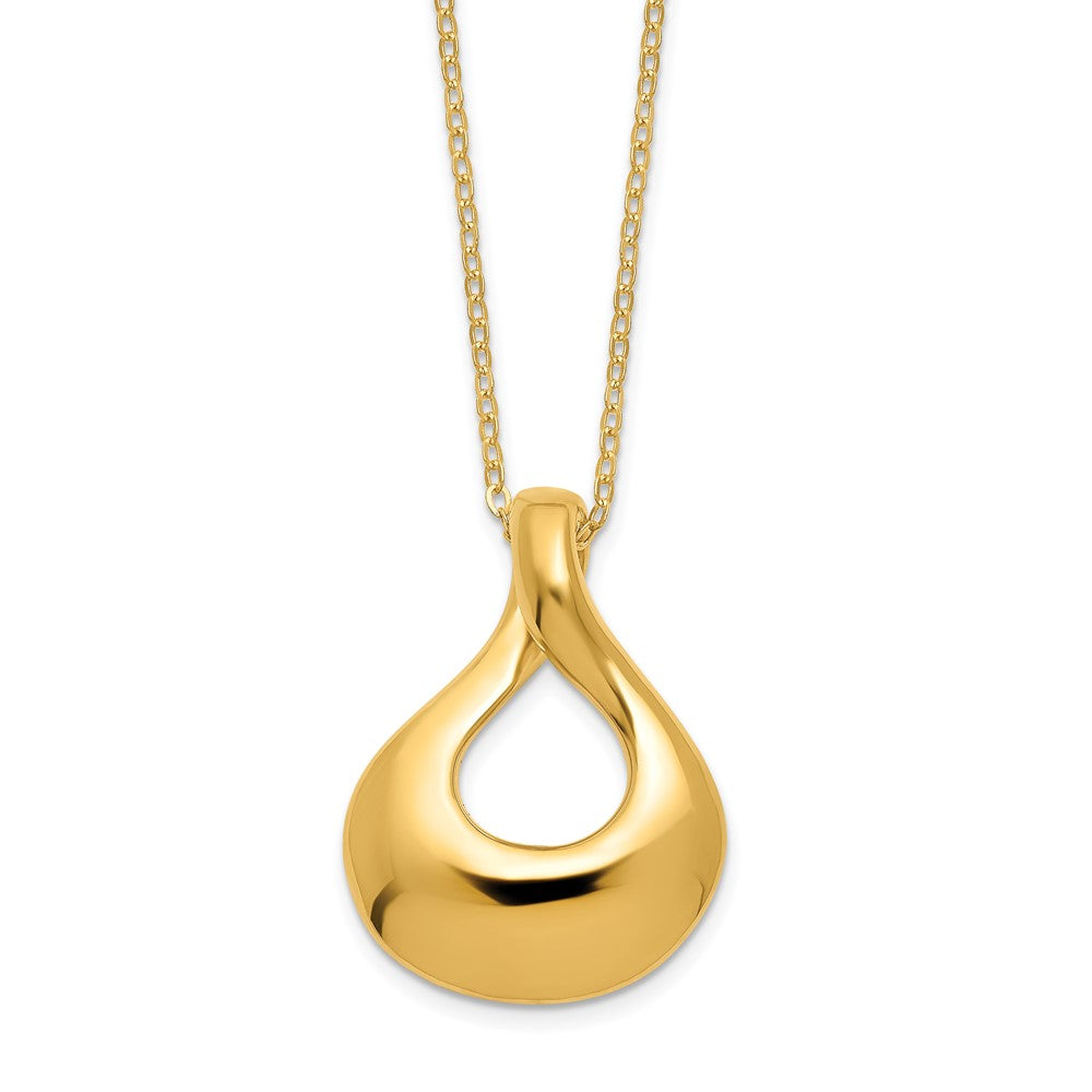 14K Polished Fancy Tear Drop 18 inch Necklace, 18 x 14.6 mm
