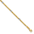 14K Two-tone Polished Diamond-cut 4mm Beaded 7.5 inch Bracelet, 7.5 x 4 mm