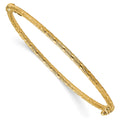 14K Polished and Textured Hinged Bangle, 2.5 mm