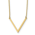 14K Polished V accent 17 inch with 1 inch extender Necklace, 17 x 1 mm