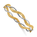 14K Two-tone Polished Braided Slip-on Bangle, 7 mm