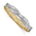 14K with White Rhodium Mesh Reversible Stretch Bracelet, 10 mm