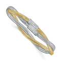 14K with White Rhodium CZ Polished Mesh Stretch Bracelet, 9 mm