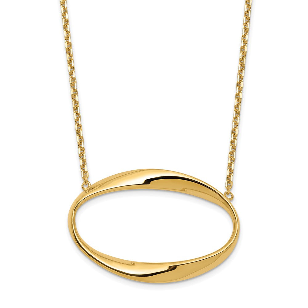14K Polished with 1in ext. Necklace, 18 x 1 mm