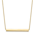 14K Polished Horizontal Bar 18 inch with 1inch extender Necklace, 18 x 1 mm