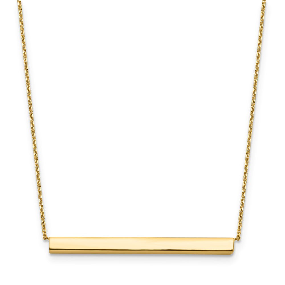 14K Polished Horizontal Bar 18 inch with 1inch extender Necklace, 18 x 1 mm