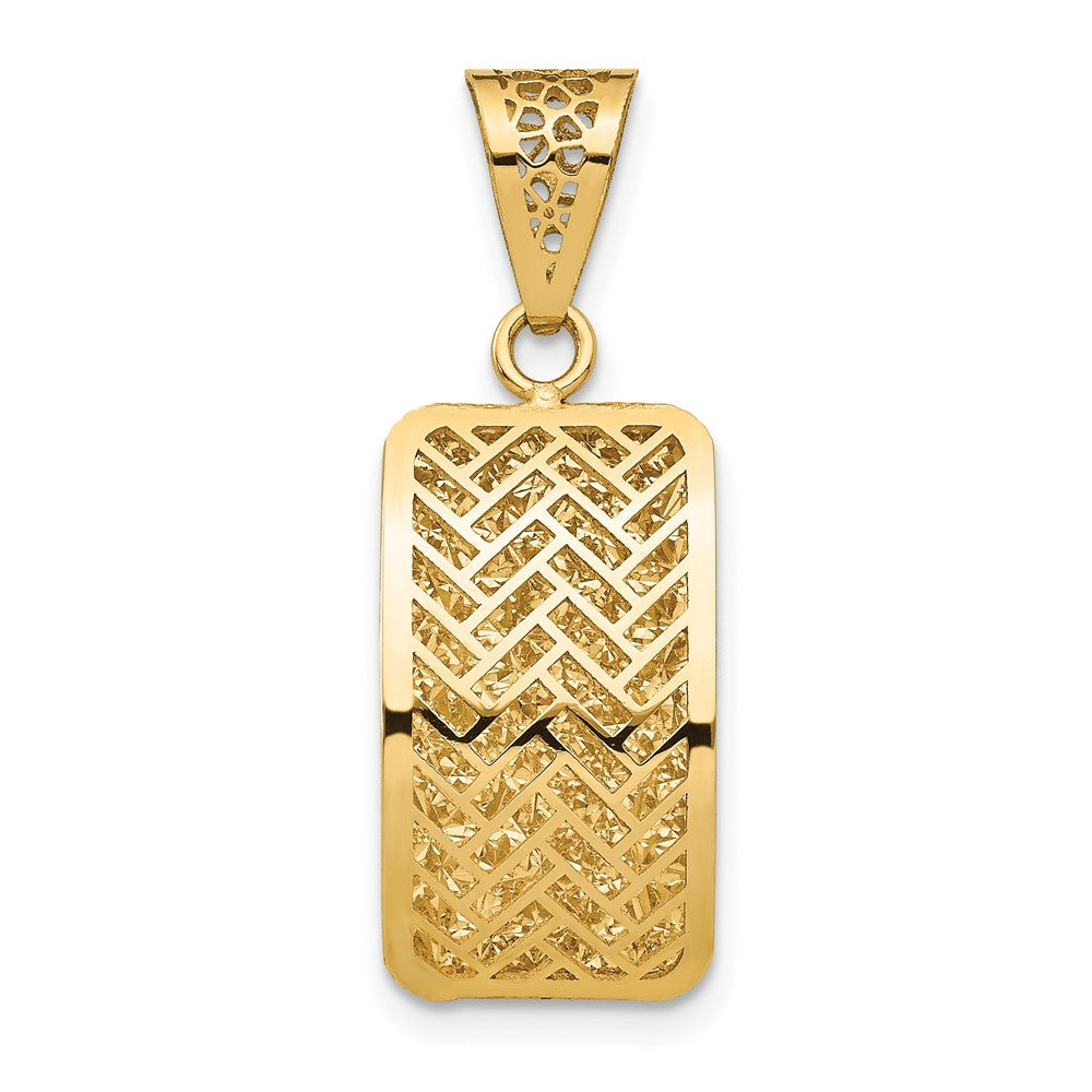 14K Polished Hollow Fancy Pendant, 28 x 10 mm