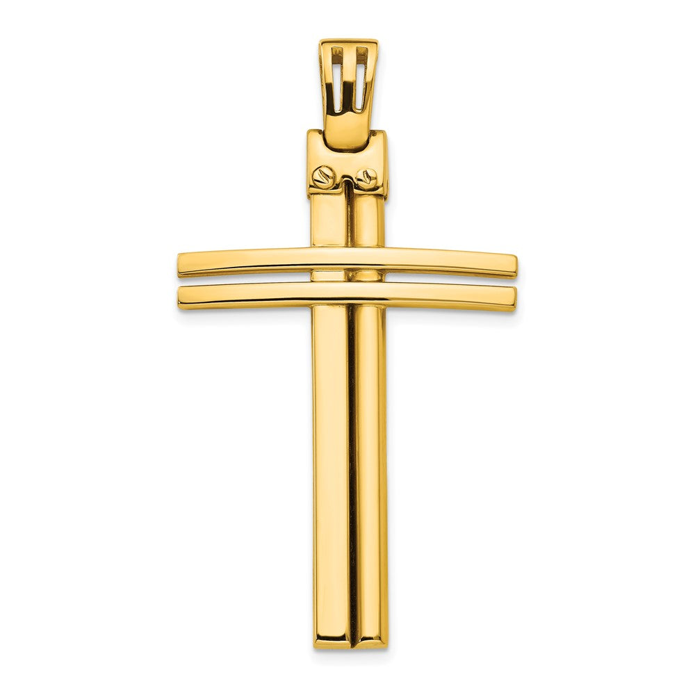 14K Polished Cross Pendant, 50 x 28 mm