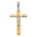 14K Two-tone Polished Crucifix Cross Pendant, 51.9 x 27.45 mm