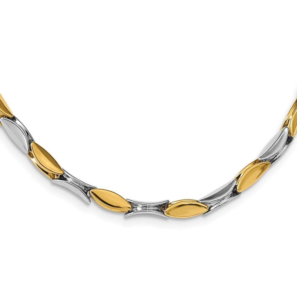 14K Two-tone Polished Fancy Link Necklace, 17 x 5 mm