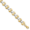 14K Two-tone Polished 9.00mm Fancy Link 7.5 inch Bracelet, 7.5 x 9 mm