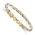 14K with Rhodium Polished Twisted Bracelet, 7 x 5.5 mm
