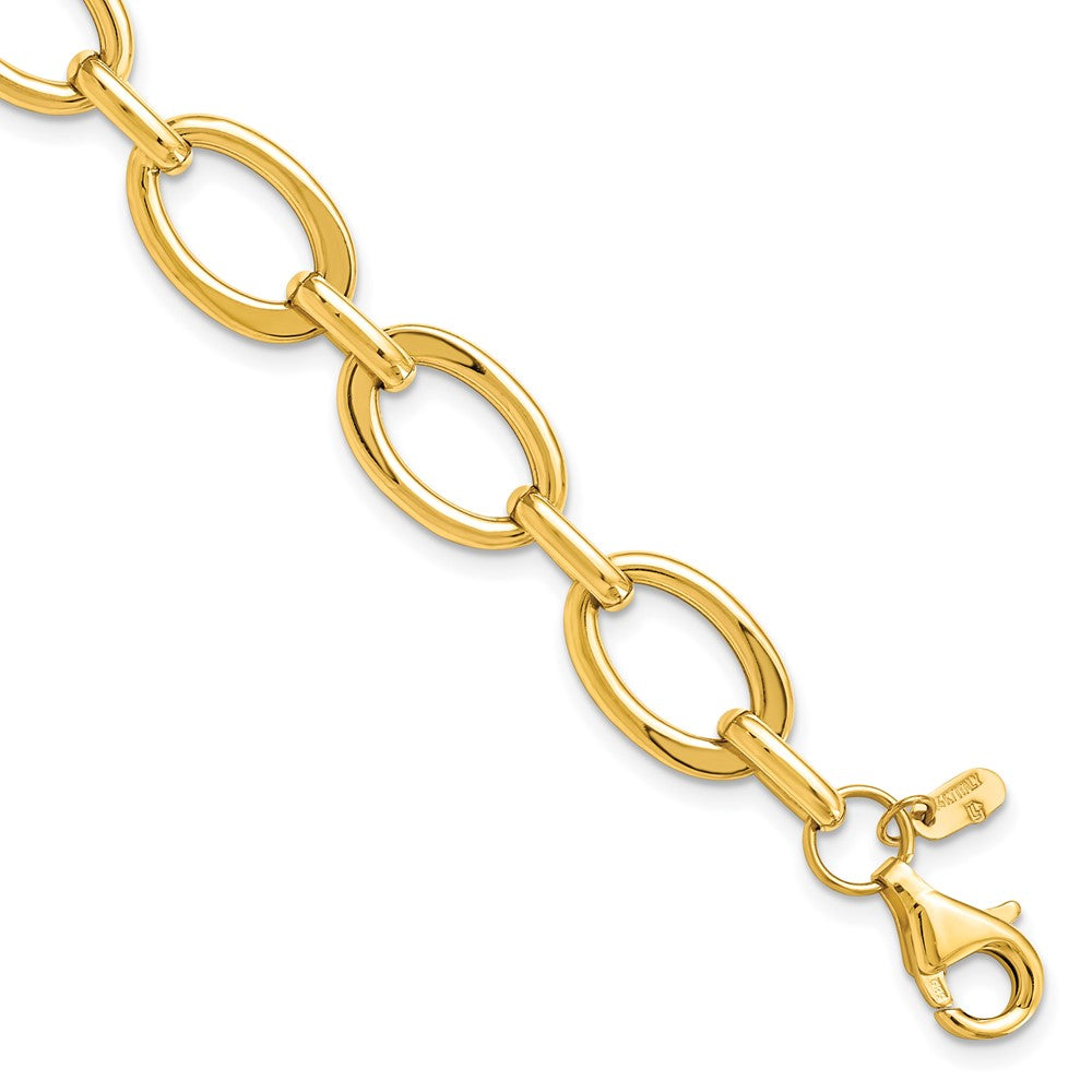 14K Polished Link Bracelet, 7.25 mm