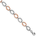 14K Two-tone Polished and Textured Bracelet, 7.25 x 4.69 mm