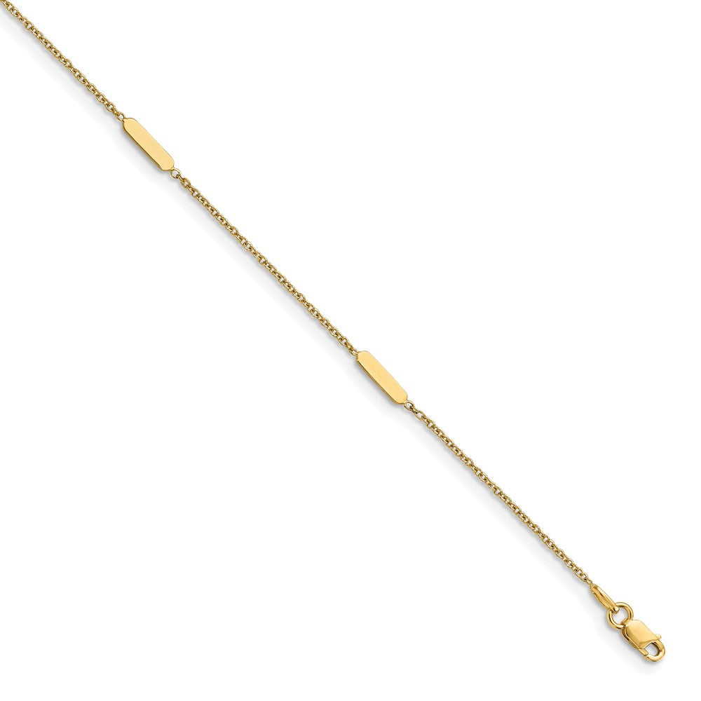 14K Bar 4-Station 10 inch Plus 1 inch Extender - Total 11 inch Anklet, 10 mm