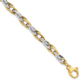 14K Two-tone Polished 4.7mm Open Link 7.5 inch with .5inch extender Bracelet, 7.5 x 4.67 mm