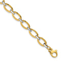 14K Two-tone Polished Oval Link 7 in with .5 inch extender Bracelet, 7 x 5.37 mm
