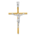 14K Two-tone Crucifix Pendant, 45.6 x 27 mm