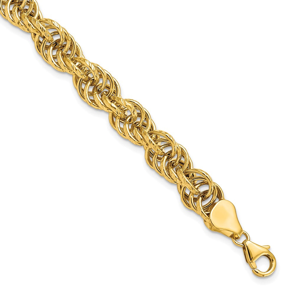 14K Polished Textured Fancy Link Bracelet, 7.75 x 6.41 mm