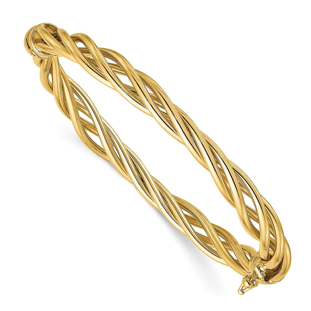 14K Polished Twisted Hinged Bangle, 6.75 x 7.94 mm