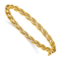 14K Polished Weaved Hinged Bangle, 7 x 7.28 mm