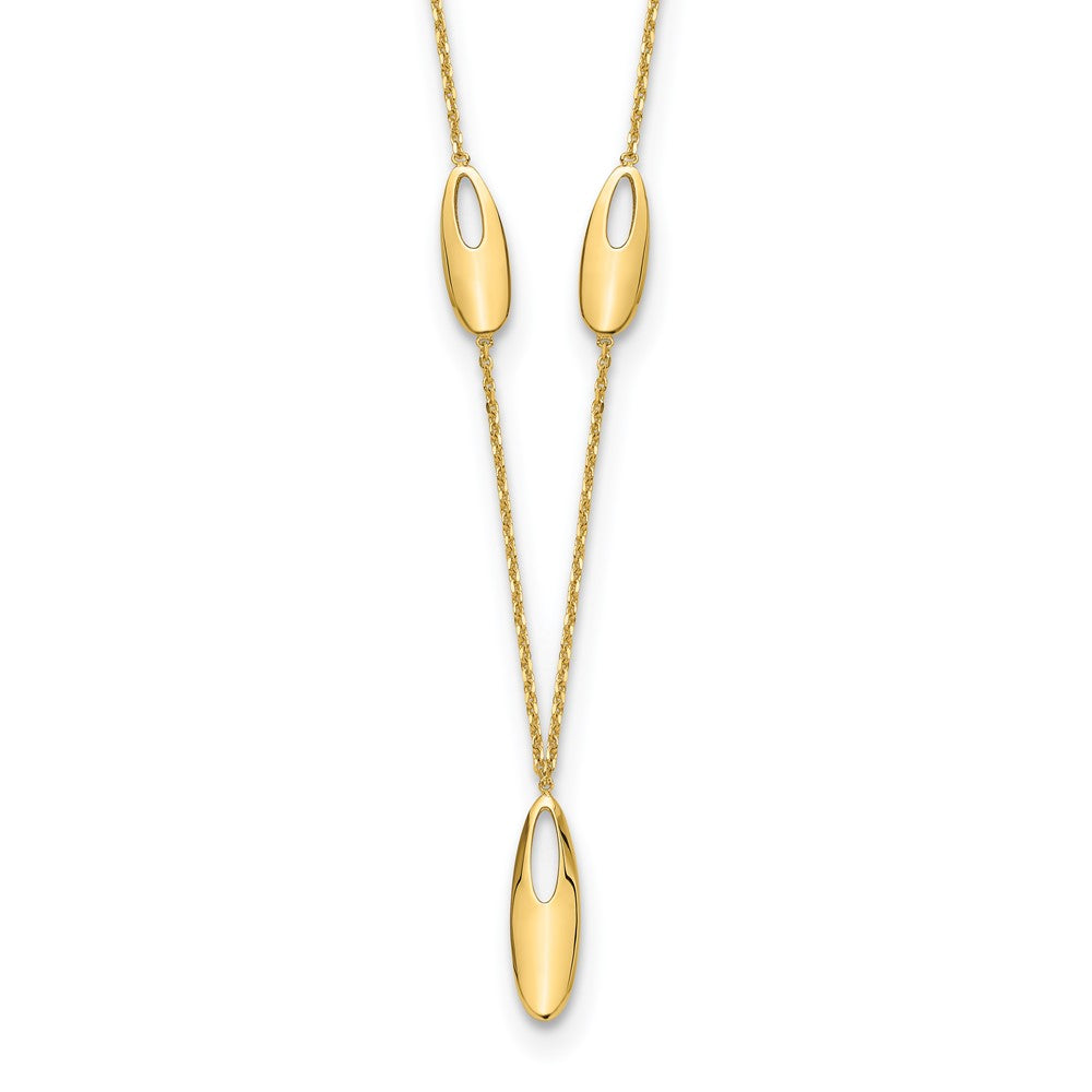 14K Polished w/2in ext. Necklace, 18 mm