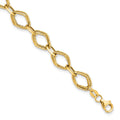 14K Polished and Textured Fancy Link 7.5 inch Bracelet, 7.5 mm