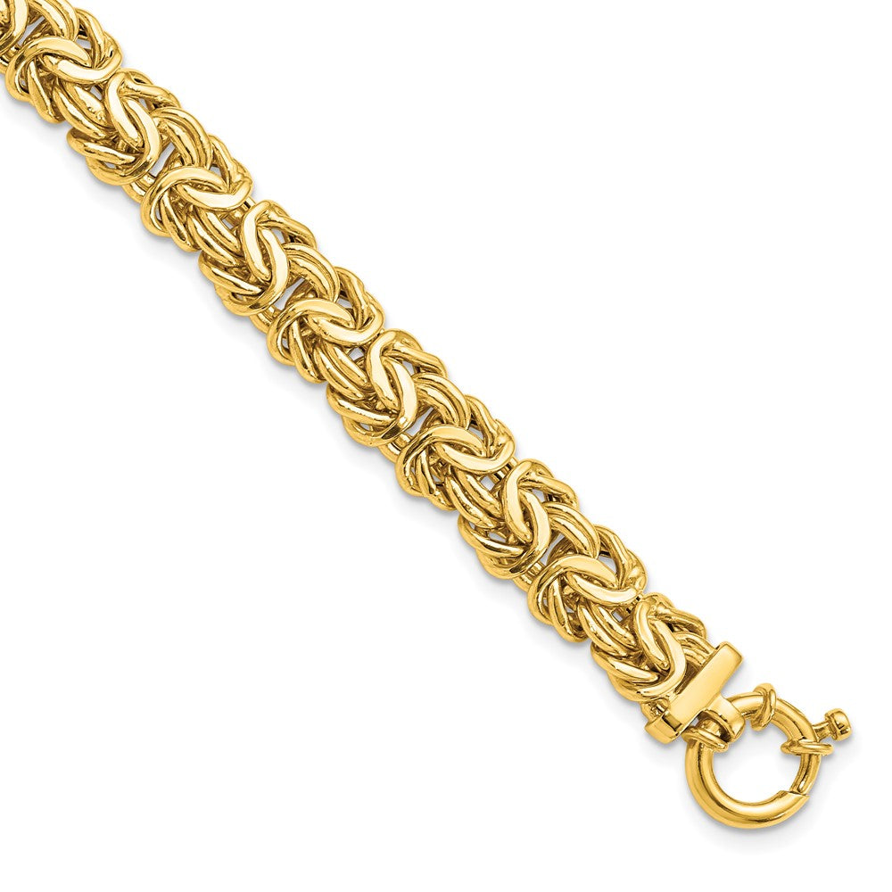 14K Polished Fancy Link 7.5 inch Bracelet, 7.5 mm, 9.06 g