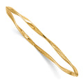 14K Polished and Textured Twisted Slip-on Bangle, 7.5 x 2.8 mm
