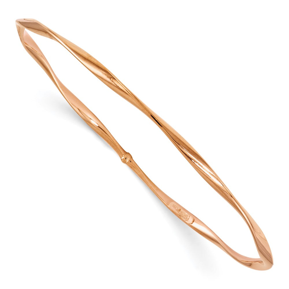 14K Rose Gold Polished Twisted Slip-on Bangle, 8.25 x 2.5 mm