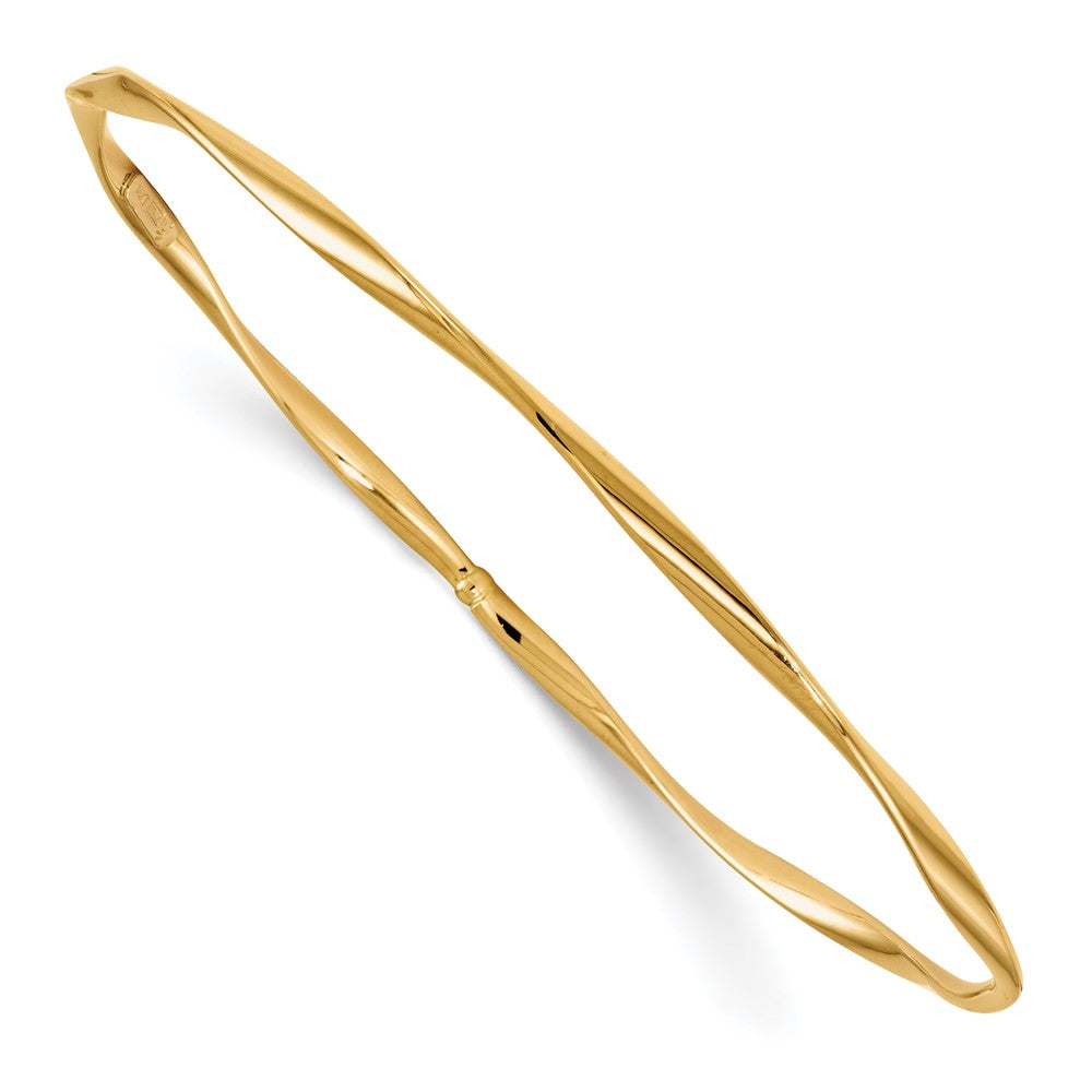 14K Polished Twisted Slip-on Bangle, 7.5 x 2.5 mm