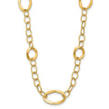 14K Polished Fancy Link with Oval Stations 17 inch with 2inch extender Necklace, 17 x 10 mm