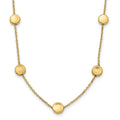 14K Polished and Satin Beaded Necklace, 18 mm