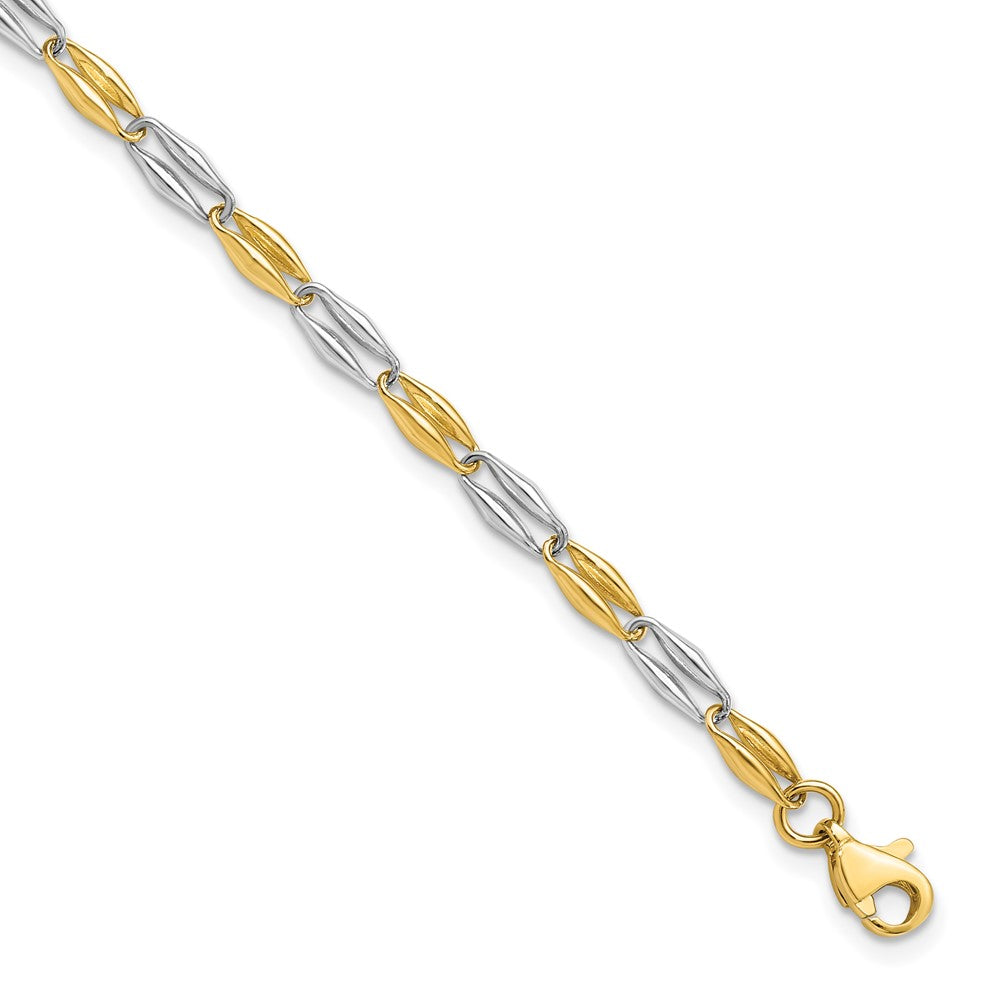 14K Two-tone Polished Fancy Link 7.25 inch Bracelet, 7.25 mm, 2.87 g