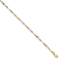14K Two-tone Polished Fancy Link Anklet, 10 x 3 mm
